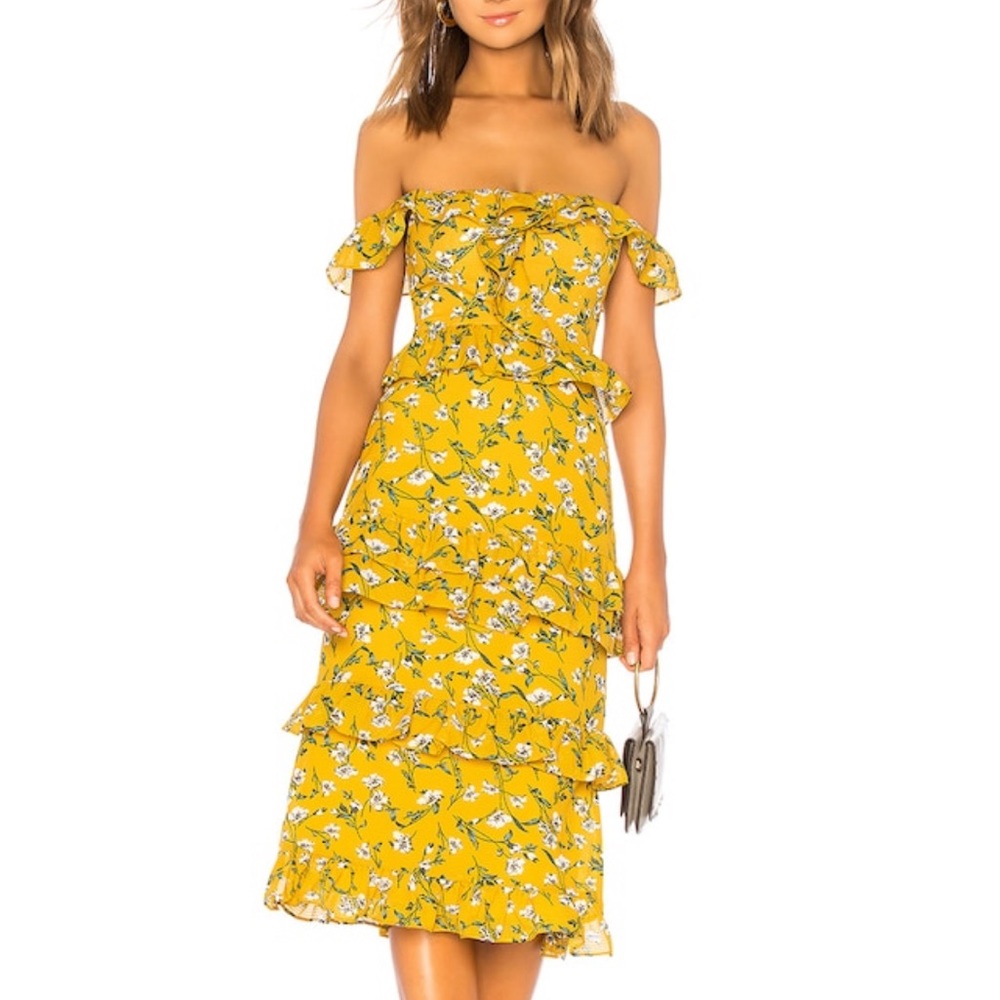 LILY DRESS IN YELLOW DOLLY FLORAL, XS, Tularosa